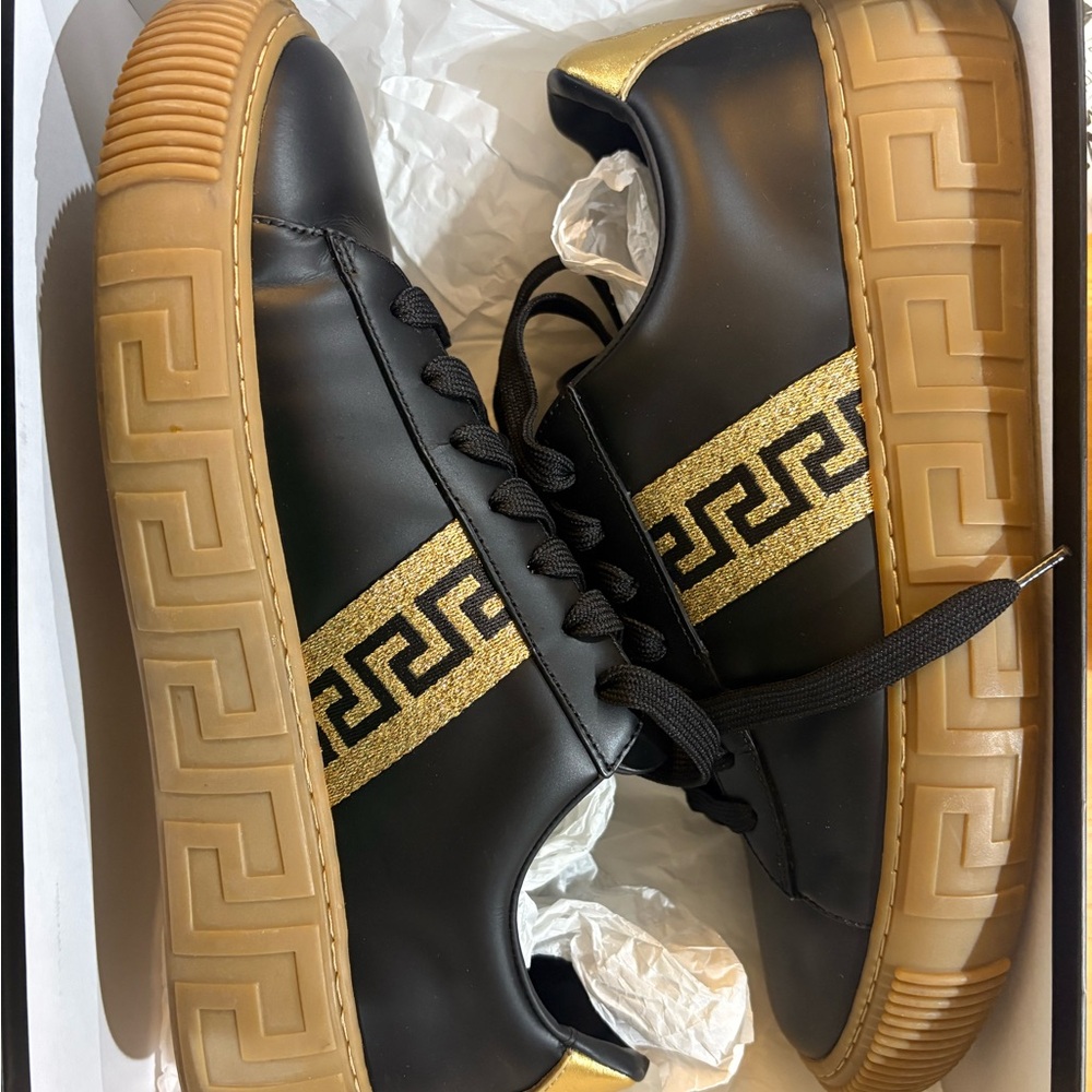 Versace Black and Gold Sneakers